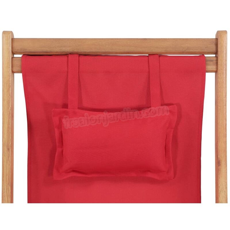 Chaise pliable de plage Tissu et cadre en bois Rouge prix d’amis - -1