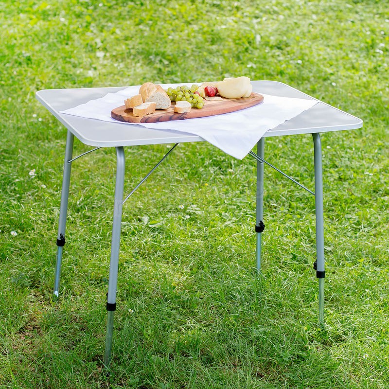 Table de Camping, Table de Pique Nique, Table de Jardin Ajustable en Hauteur - Pliante 80 cm x 60 cm x 68 cm Blanc prix d’amis - -1