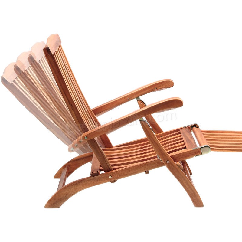 2x Chaise longue en bois Queen Mary - transat bain de soleil chaise de jardin siège relax prix d’amis - -1