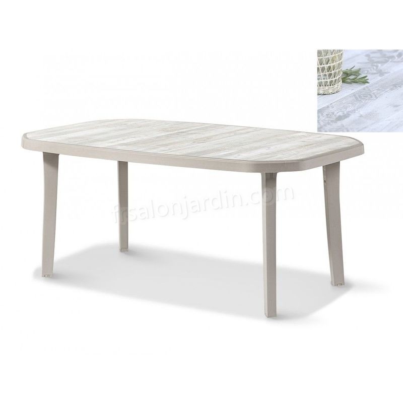 TABLE NORDIC 220x100 coloris lin plateau décoré bois - lin prix d’amis - -0