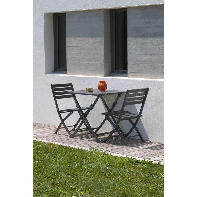 Ensemble table de jardin MARIUS pliante en aluminium 70x70 cm + 2 chaises pliantes - ANTHRACITE prix d’amis - -1