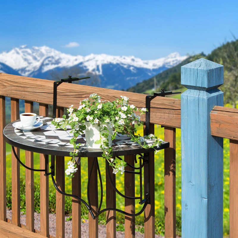 Table de balcon rabattable - table de jardin, table de terrasse, table à balustrade prix d’amis - -1