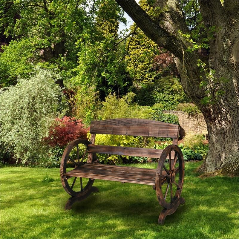 Blumfeldt Ammergau Banc de jardin en bois de sapin + roues 108 x 65 x 86 cm prix d’amis - -2