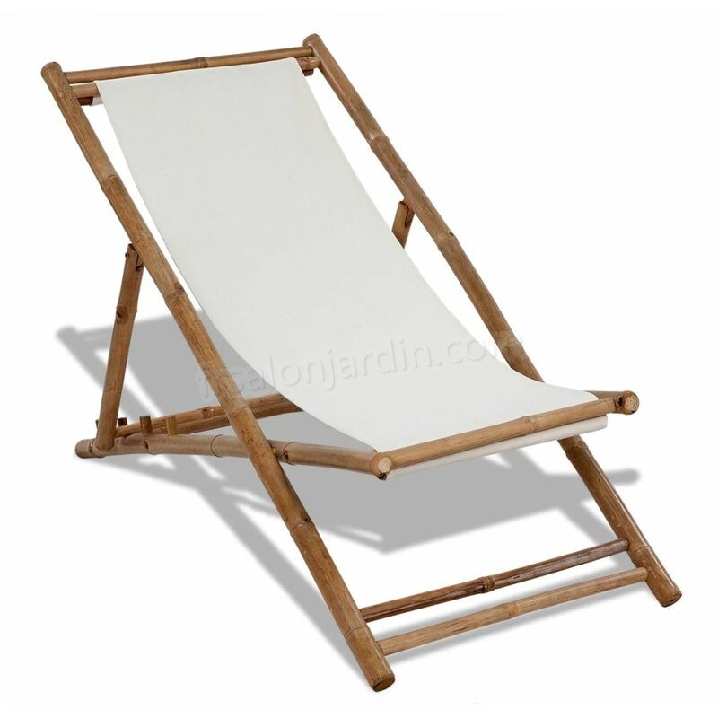 Chaise de terrasse Bambou et toile prix d’amis - -0