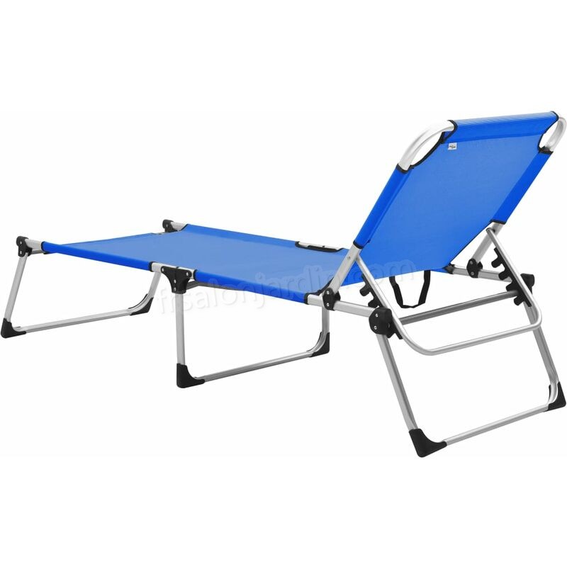 Chaise longue pliable extra haute pour seniors Bleu Aluminium prix d’amis - -4