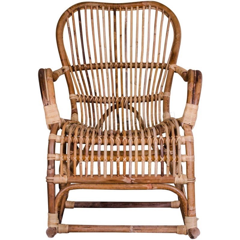 Rocking-Chair coloris naturel en rotin - Dim : 98 x 63 x 90 cm -PEGANE- prix d’amis - -1