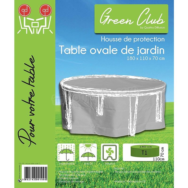 Housse de protection Table ovale de Jardin Haute qualité polyester L180 x l 110 x h 70 cm Couleur Anthracite prix d’amis - -1