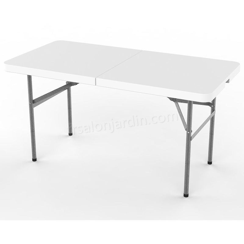 Table en Plastique Robuste, Table Pliante Transportable, 124 x 61 cm, Blanc, Pliable en deux, Matériau: HDPE prix d’amis - -0