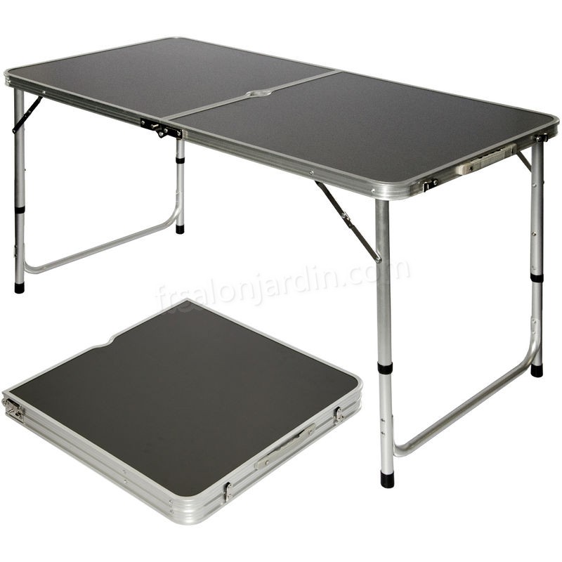AMANKA Table de camping pique-nique pliable réglable en hauteur 120x60x70cm en aluminium pliant format mallette Gris Foncé prix d’amis - -0