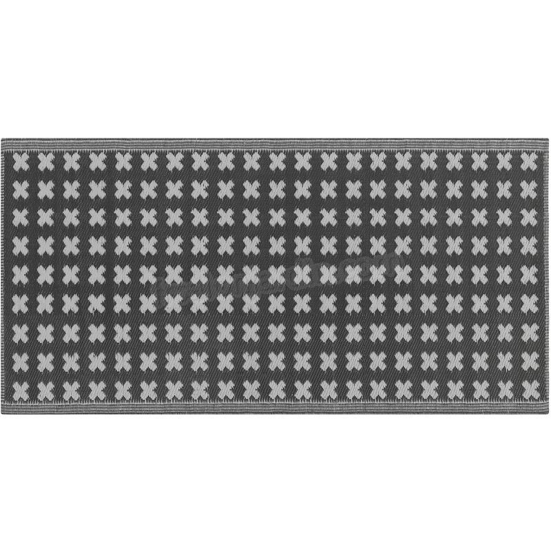 Tapis extérieur noir au motif croix blanches 90 x 180 cm ROHTAK prix d’amis - -2