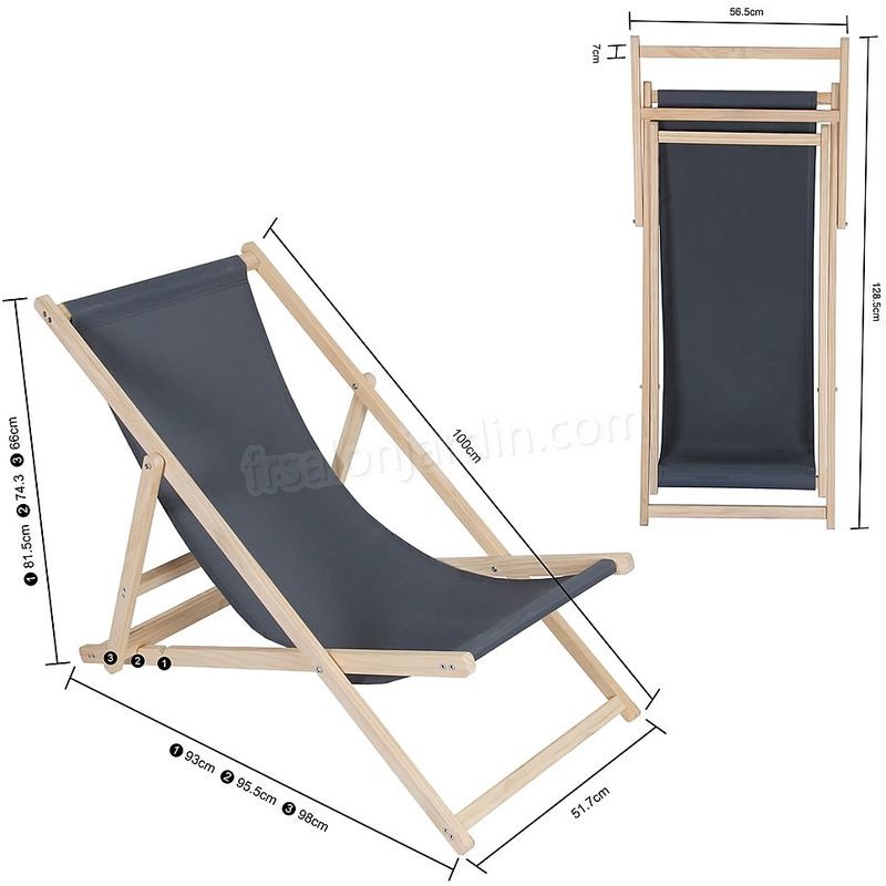 Canapé de plage, divan de jardin chaise longue de jardin en bois divan pliant - orange prix d’amis - -3