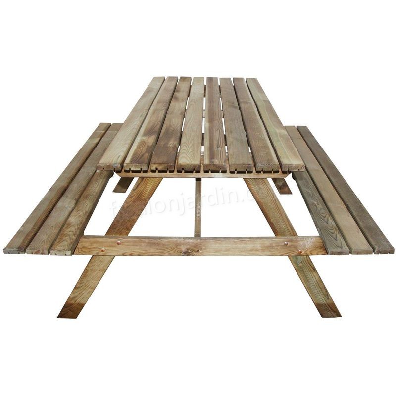 Table pique-nique en bois 4 places Marly recangulaire avec bancs prix d’amis - -1