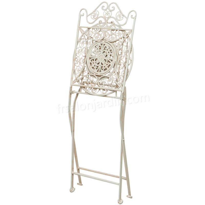Chaise pliante complet de salle à manger de jardin d'extérieur en fer forgé finition blanc antique diam.39x96 cm prix d’amis - -4