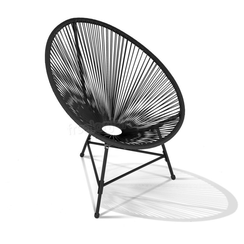 Lot de 2 fauteuils de jardin IZMIR noirs design oeuf avec cordage plastique prix d’amis - -3
