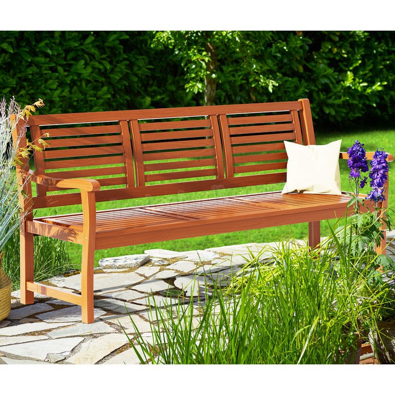 Banc de jardin large en bois d'eucalyptus patio terrasse meuble exterieur - 3 places prix d’amis - -1