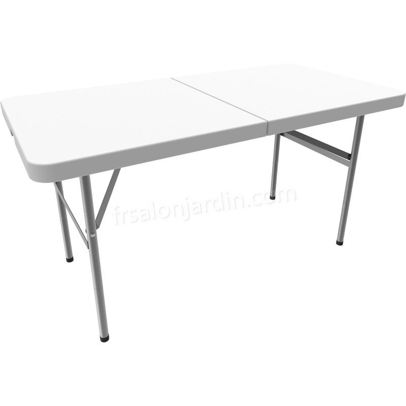 Table Pliante Transportable, Table en Plastique Robuste, 124 x 61 cm, Blanc, Pliable en deux, Matériau: HDPE prix d’amis - -3