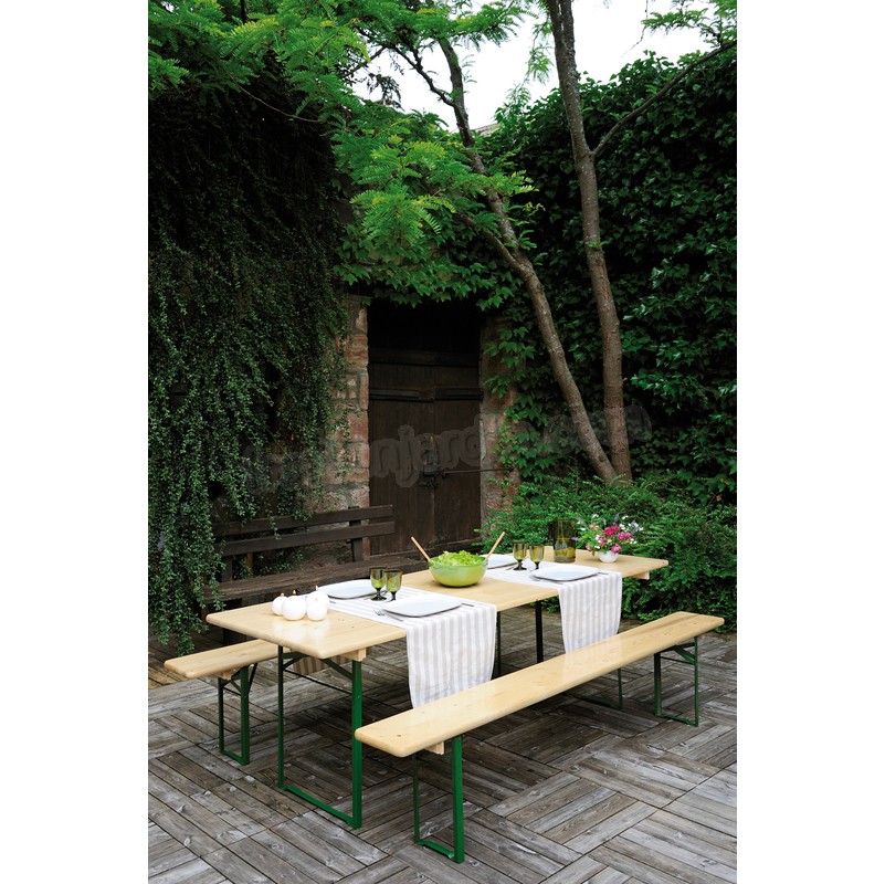 Set table et bancs Brasseur | 220 x 80 cm prix d’amis - -1