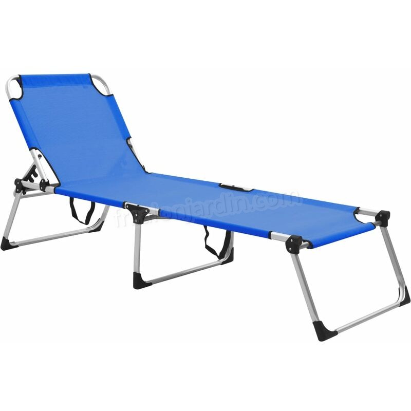 Chaise longue pliable extra haute pour seniors Bleu Aluminium prix d’amis - -0