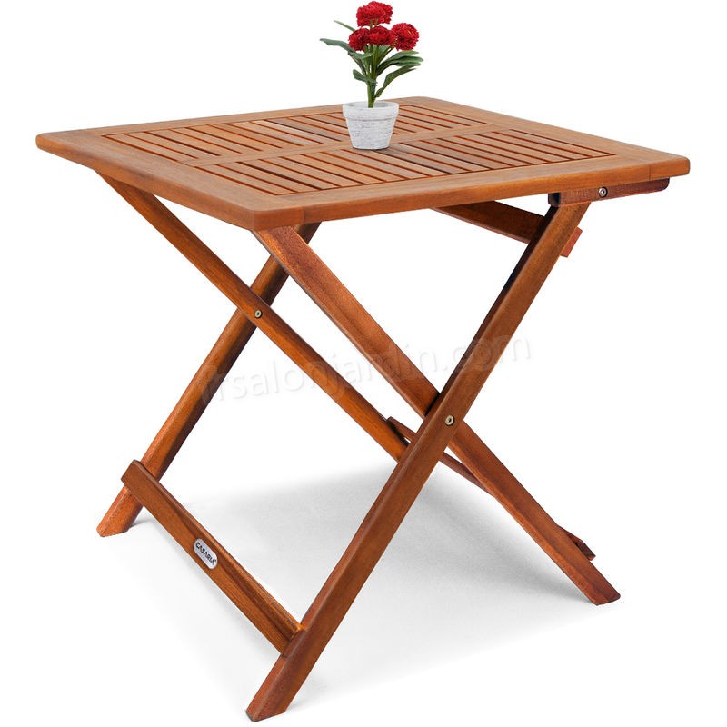 Table d'appoint pliable en bois d'acacia, table pour camping jardin 70x70x73cm prix d’amis - -2