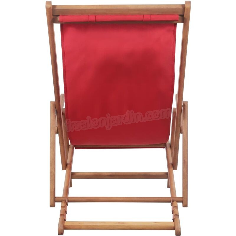 Chaise pliable de plage Tissu et cadre en bois Rouge prix d’amis - -4
