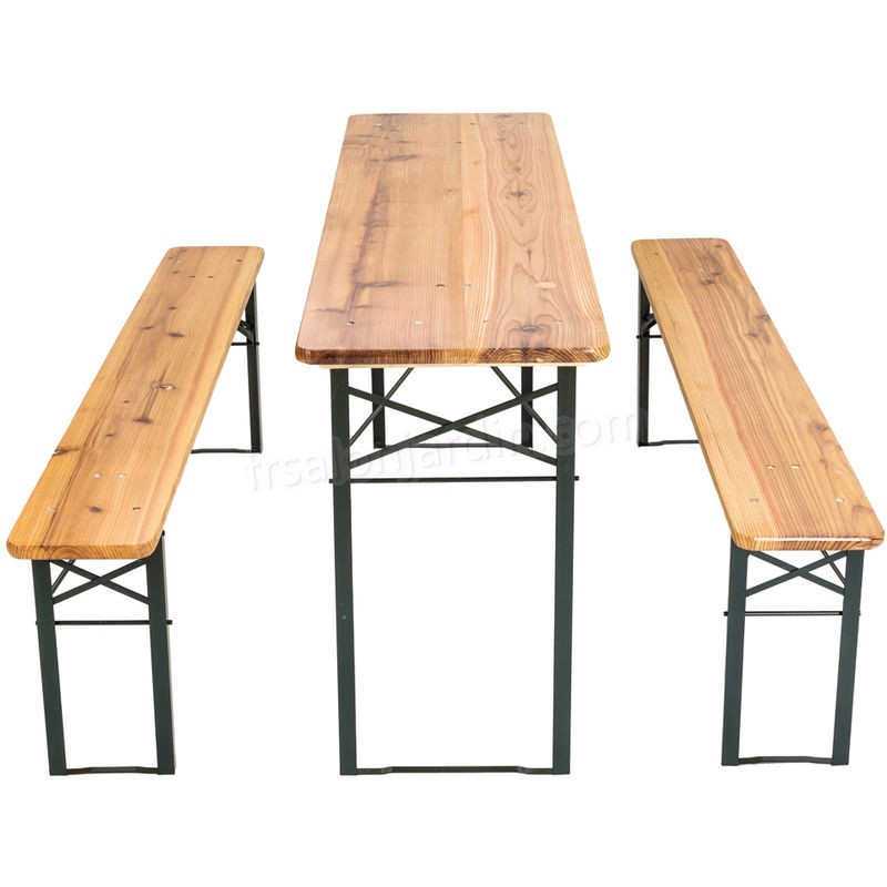 Table et bancs pliant en bois, Table de Jardin, Table de Réception, Table de Camping prix d’amis - -3