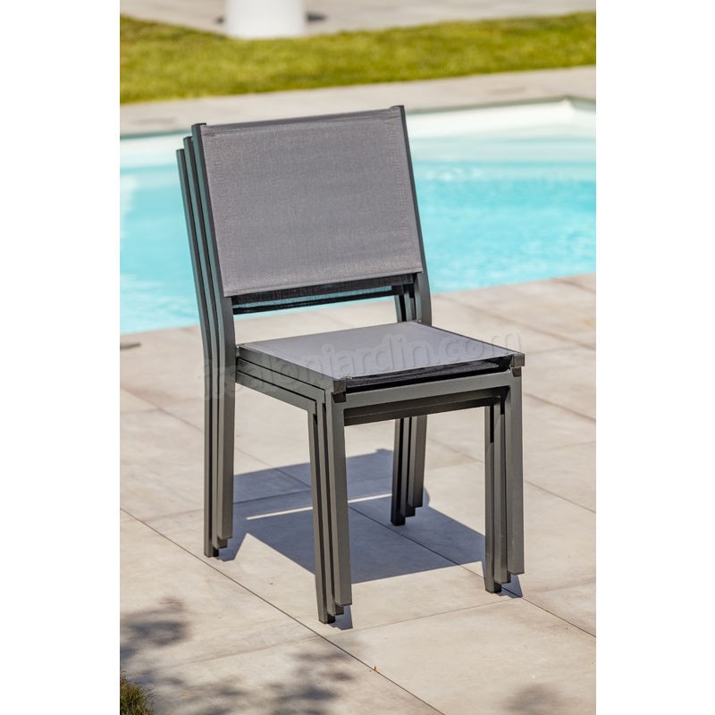 Ensemble table de jardin _ rallonge 200/300 cm + 8 chaises et 2 fauteuils en aluminium et textilene - GRIS ANTHRACITE prix d’amis - -2