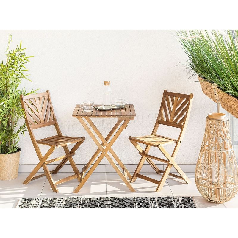 Salon de jardin bistrot table et de 2 chaises en bois TERNI prix d’amis - -1