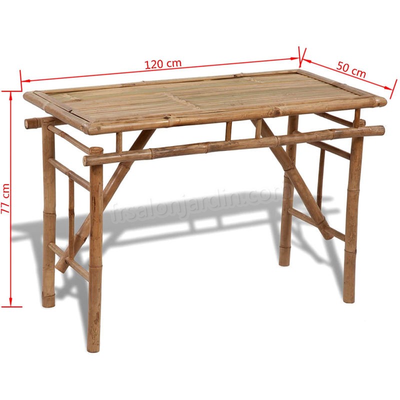 Table pliable de jardin 120x50x77 cm Bambou prix d’amis - -3