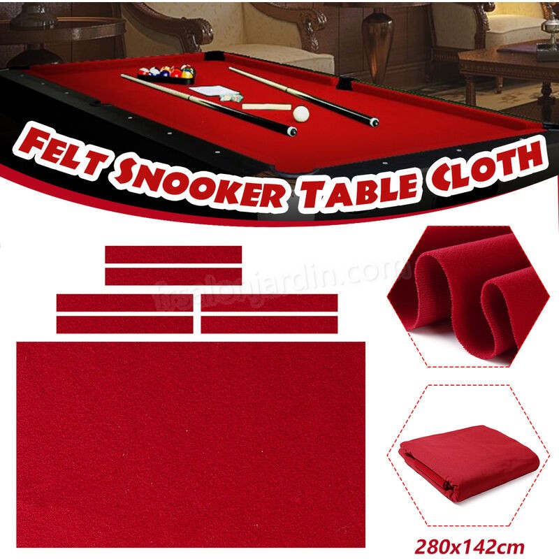 Feutre de nappe de billard 2.8x1.4m + bandes 6x pour table de billard de billard 9FT rouge rouge prix d’amis - -0