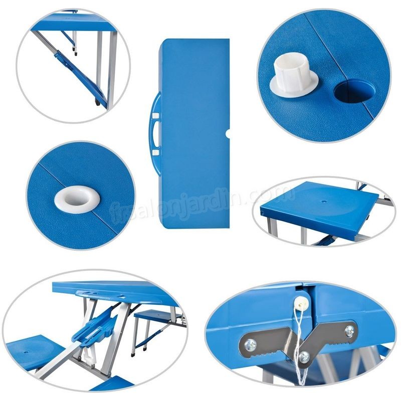 Table d'appoint pliante valise pique-nique camping Bleu - Bleu prix d’amis - -1