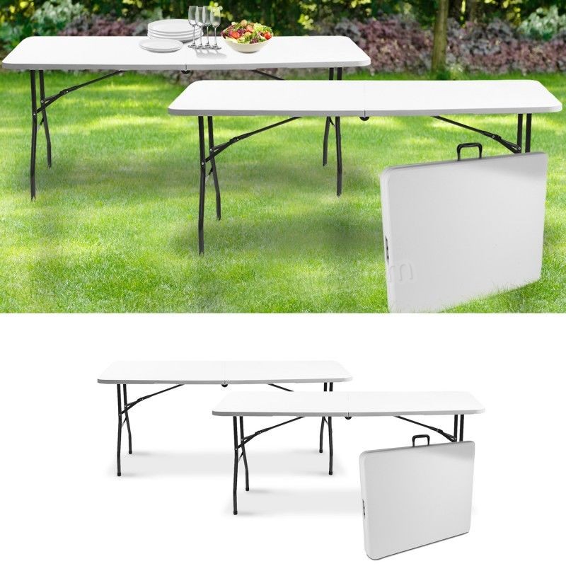 Lot de 2 tables pliantes portables pour camping ou réception 180 cm prix d’amis - -2