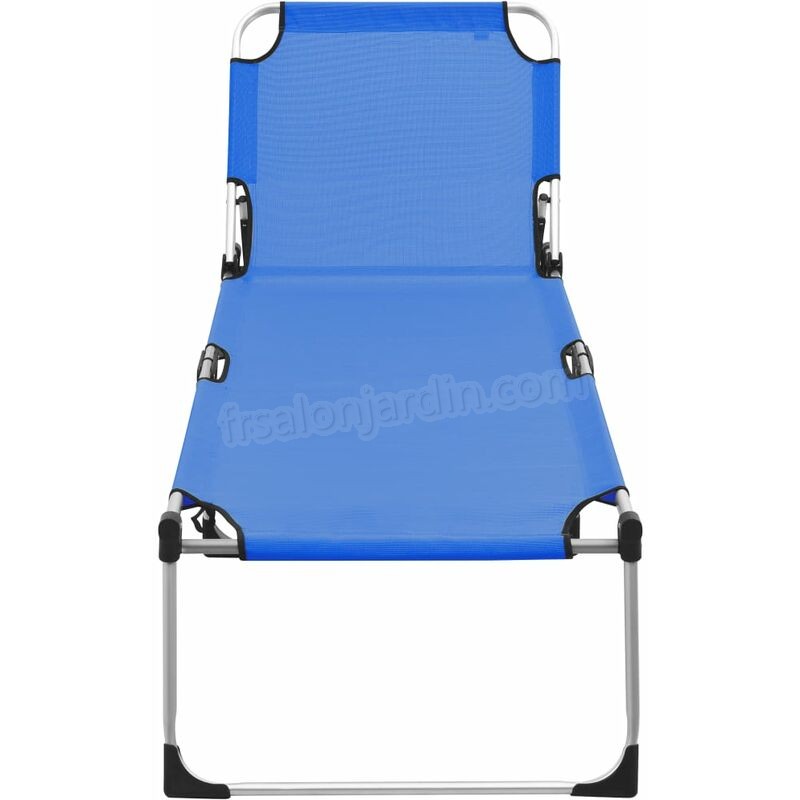 Chaise longue pliable extra haute pour seniors Bleu Aluminium prix d’amis - -2