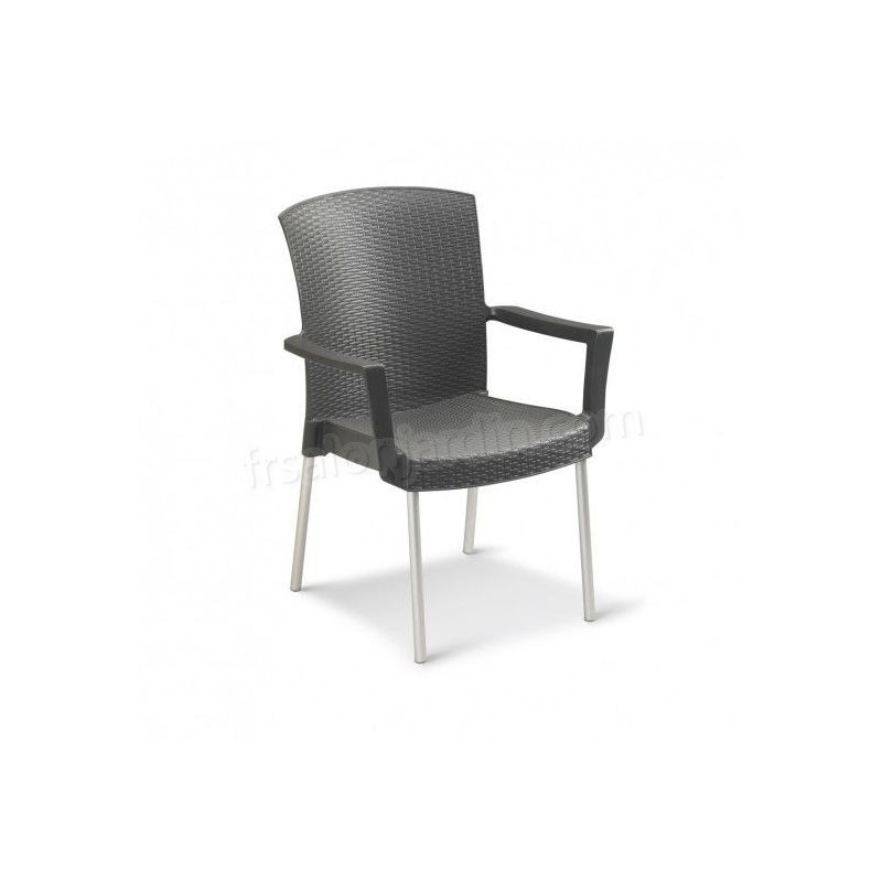 FAUTEUIL EMPILABLE INEO INT200 60X61X89 coloris anthracite pieds alu rond - anthracite prix d’amis - -0