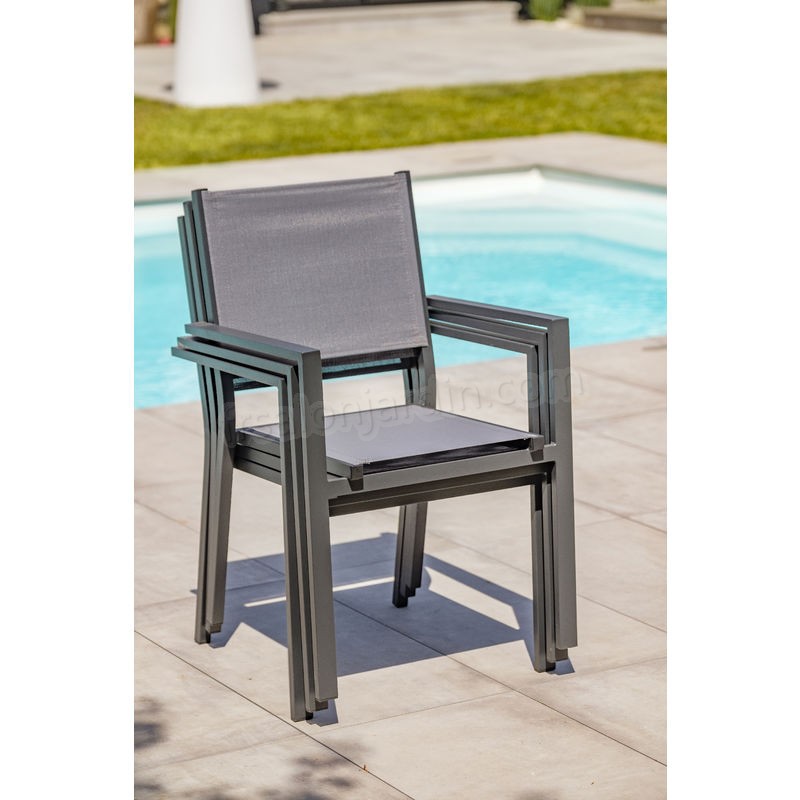 Ensemble table de jardin _ rallonge 200/300 cm + 8 chaises et 2 fauteuils en aluminium et textilene - GRIS ANTHRACITE prix d’amis - -3