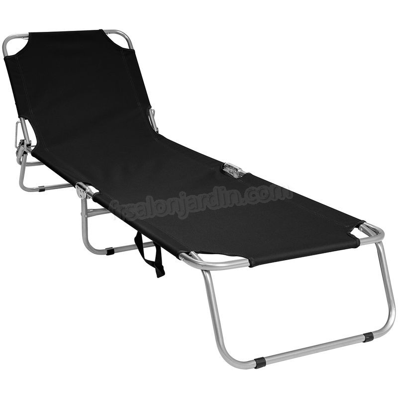 Chaise longue - pliable/position réglable - camping/plage - noir prix d’amis - -0