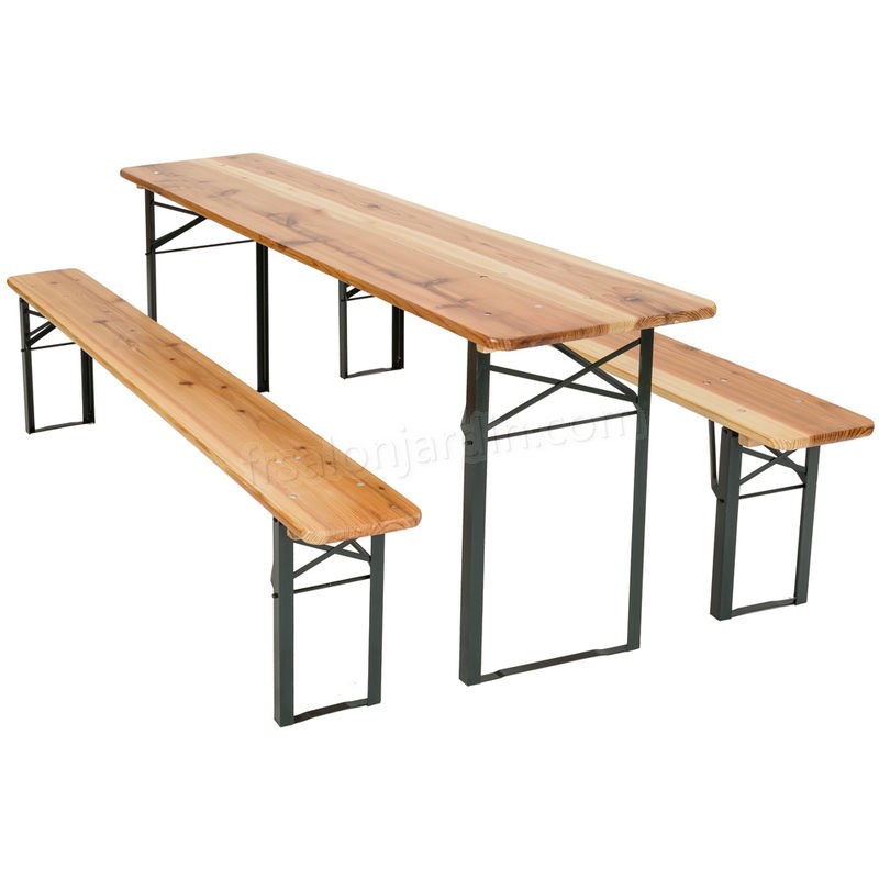 Table et bancs pliant en bois, Table de Jardin, Table de Réception, Table de Camping prix d’amis - -0