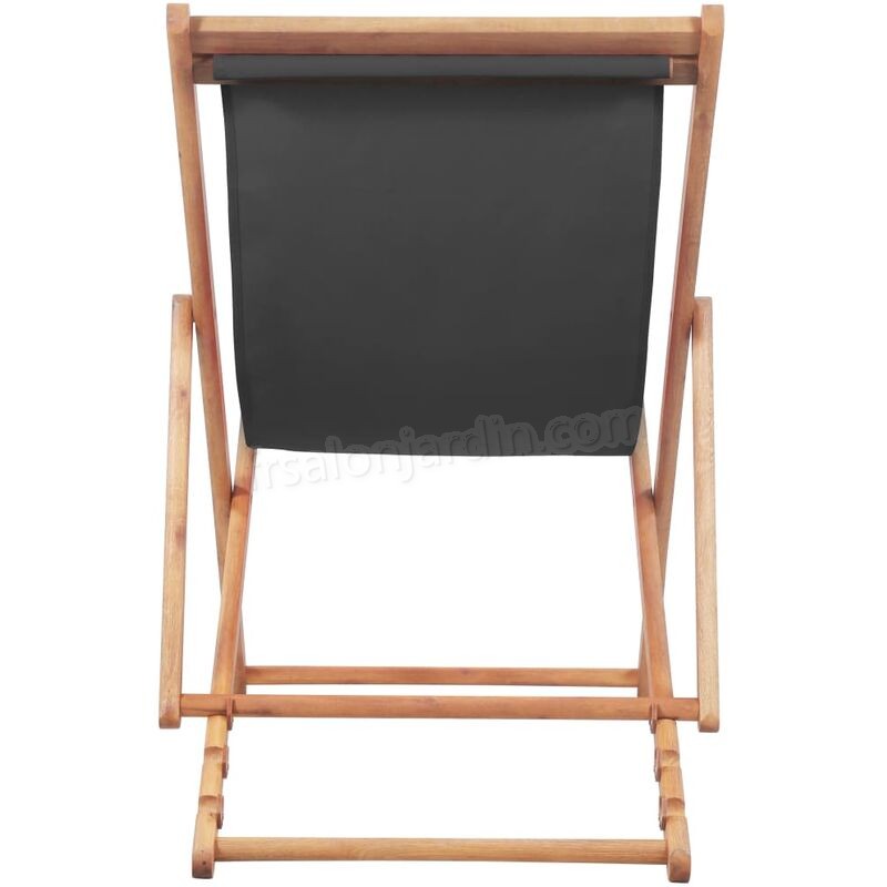 Chaise pliable de plage Tissu et cadre en bois Gris prix d’amis - -2