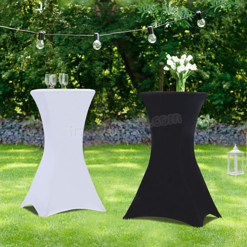 Housse blanche x2 pour table haute pliante 105 cm prix d’amis - -4