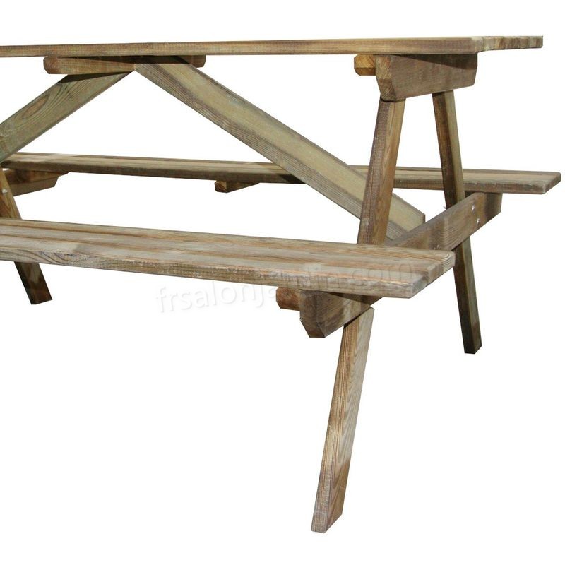 Table pique-nique en bois 4 places Marly recangulaire avec bancs prix d’amis - -2