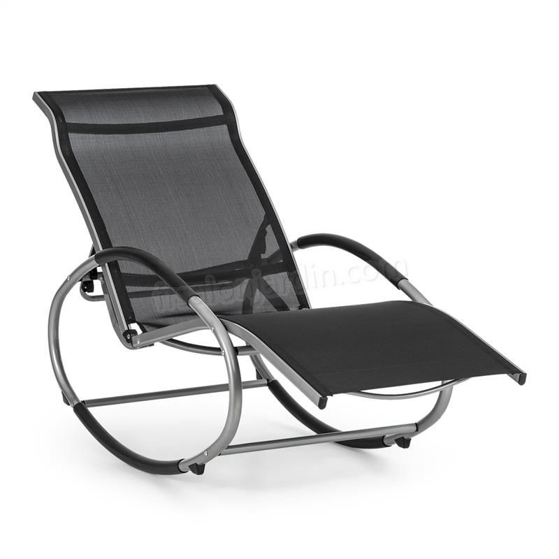 Blumfeldt Santorini Fauteuil à bascule chaise longue aluminium polyester -noir prix d’amis - -0