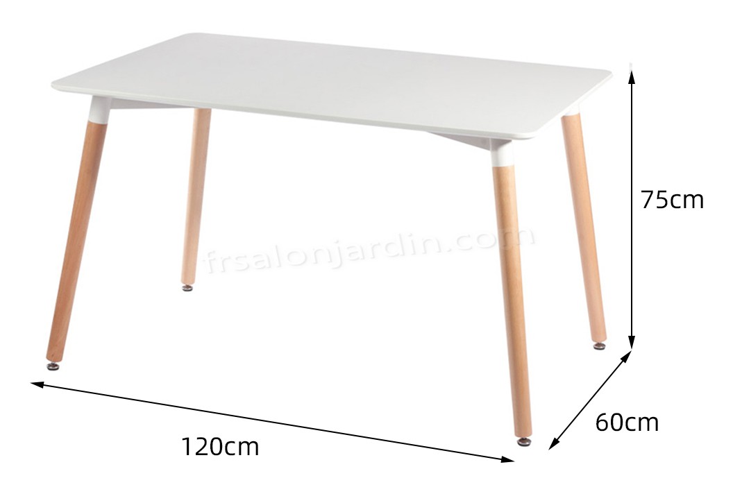 Table à manger scandinave pour 4-6 personnes blanche en Bois Simple Table en bois à quatre pieds prix d’amis - -1