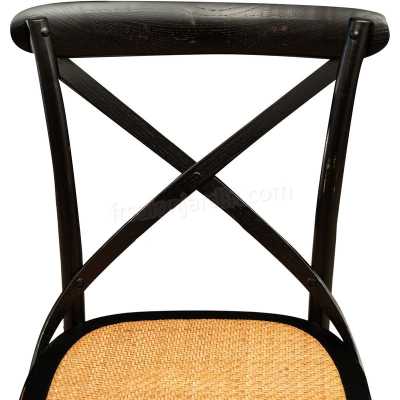 Chaise Thonet en frêne massif et assise en rotin avec finition noire antique L48xPR52xH88 cm prix d’amis - -4
