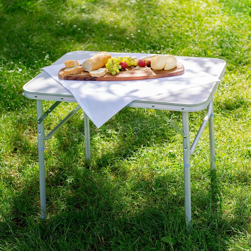Table de Camping Pique Nique Pliante en Aluminium 75 cm x 55 cm x 68 cm Gris prix d’amis - -1