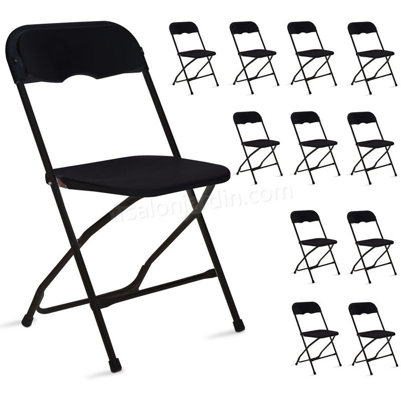 Ensemble de 12 chaises pliantes noires réception jardin prix d’amis - -0