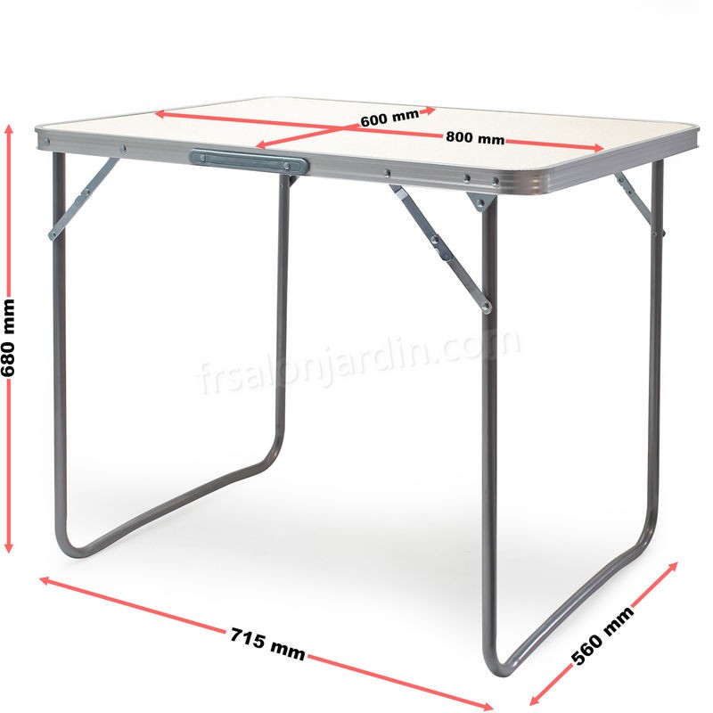Table de camping Pliante Surface blanche 80x60cm Plaque MDF avec Cadre en Aluminium Terrasse Pêche prix d’amis - -2