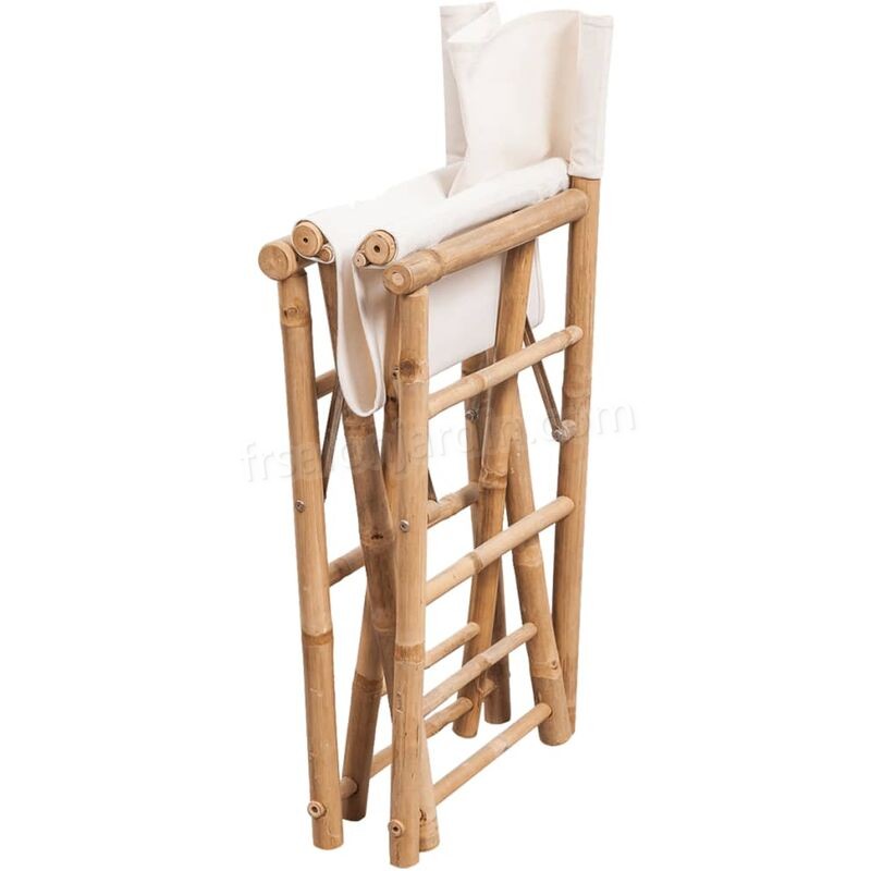 Chaise pliable 2 pcs Bambou et toile prix d’amis - -3