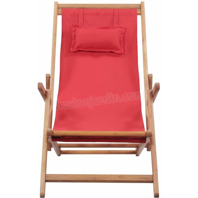 Chaise pliable de plage Tissu et cadre en bois Rouge prix d’amis - -2