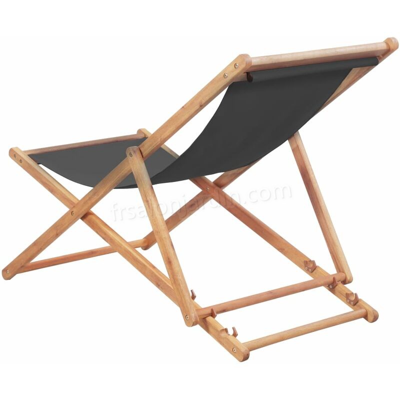 Chaise pliable de plage Tissu et cadre en bois Gris prix d’amis - -3