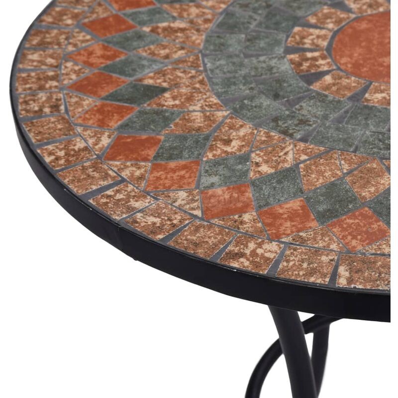 Table de bistro mosaïque Orange/gris 60 cm Céramique prix d’amis - -3