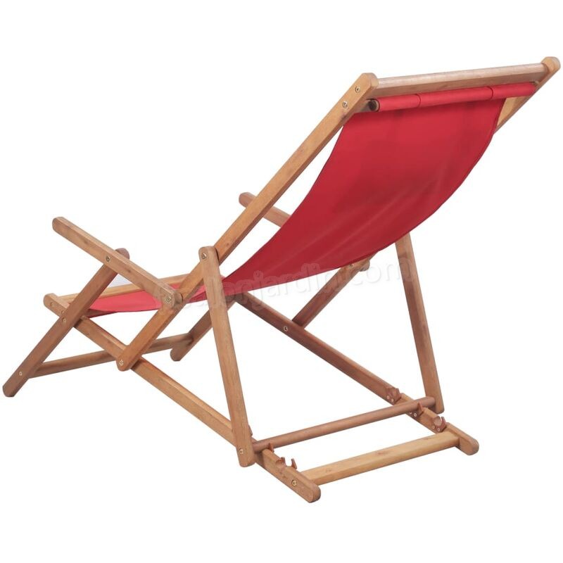 Chaise pliable de plage Tissu et cadre en bois Rouge prix d’amis - -3